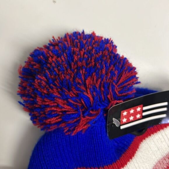 USA Striped Philadelphia 76ers Foldup Striped Winter Acrylic Hat Pom Pom- NEW - Picture 6 of 10
